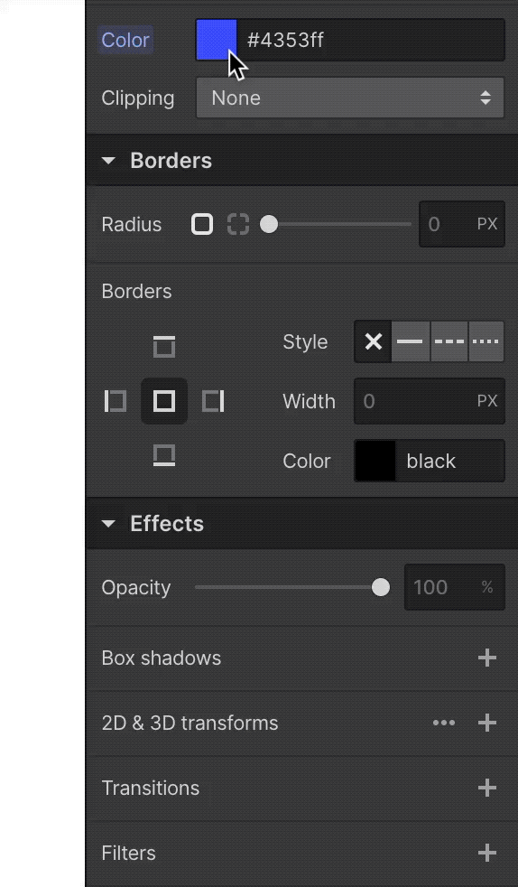 Create a global swatch to use across your site.